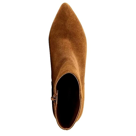 Kensie 10 Boots Real Suede Leather Ankle Bootie Shoes Pointed Toe Classic Brown - Picture 11 of 12